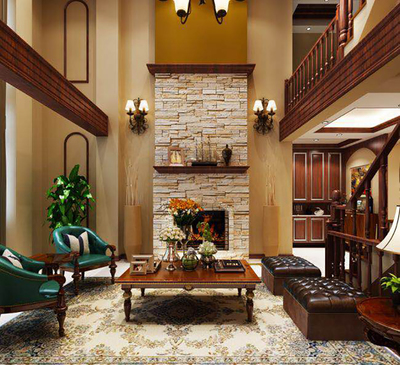 太平富山春居美式風格別墅客廳廚房房間花園裝修設計效果圖