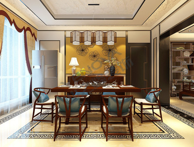 新中式風格別墅220平米房子裝修效果圖-孔雀城