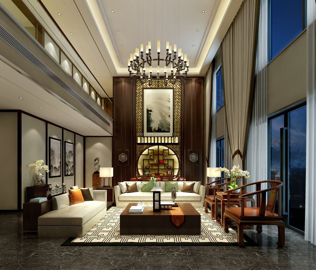 新中式風(fēng)格復(fù)式別墅裝修效果圖_裝信通網(wǎng)效果圖