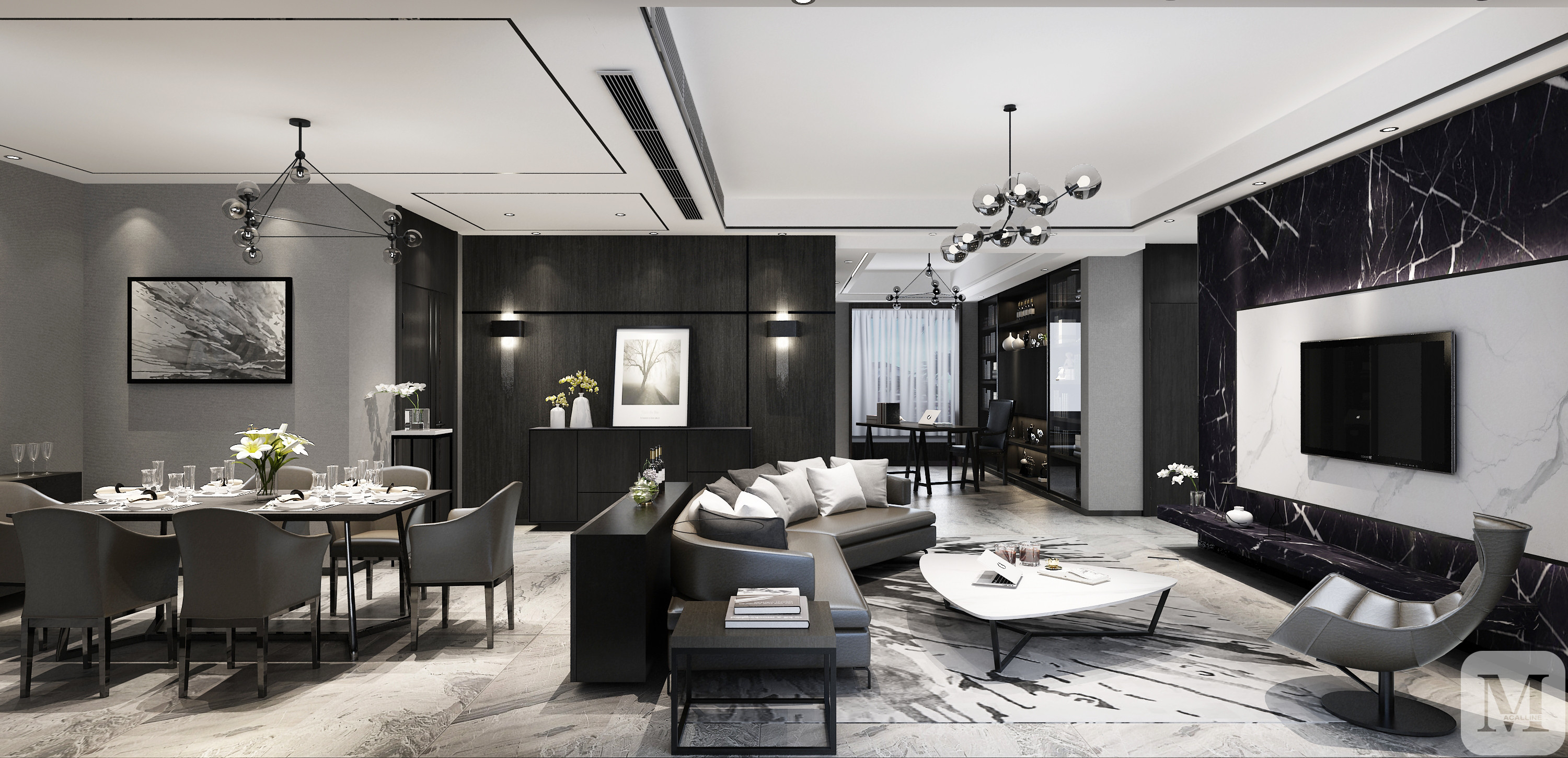 39.7萬219㎡簡約三房裝修綠地別墅后現代風格