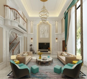 雍景灣860㎡別墅簡(jiǎn)歐風(fēng)格裝修效果圖