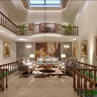 歐式別墅客廳走廊裝修效果圖