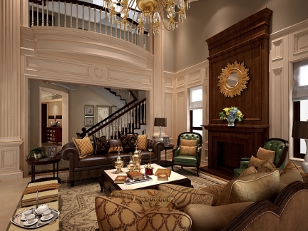 美式別墅庭院景觀效果圖