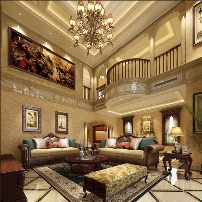 85萬380平米歐式別墅裝修效果圖,美利山別墅裝修案例效果圖