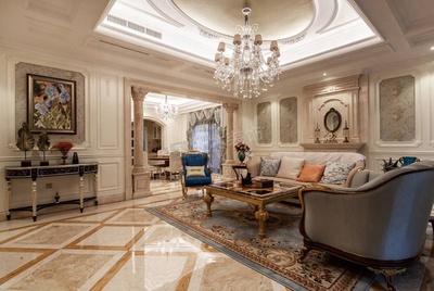 龍湖兩江新宸裝修|聯排雙拼戶型法式別墅天古裝飾設計