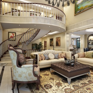 簡歐別墅客廳沙發裝修效果圖