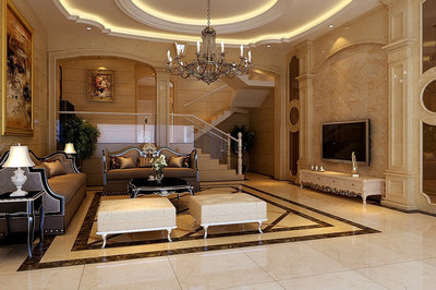 380平米簡歐別墅客廳裝修效果圖