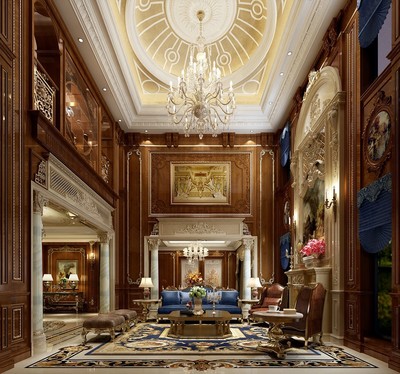 300平歐式豪華別墅豪宅裝修效果案例-久事西郊別墅裝修實景圖賞析-土巴兔家居室內(nèi)裝修設(shè)計效果圖