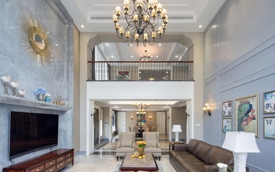 56萬560平米美式別墅裝修效果圖,美式簡約風格裝修案例效果圖
