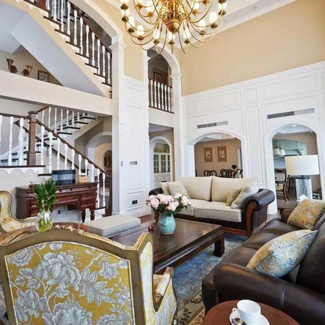 350平別墅美式風格裝修 客廳與背景墻亮點解析